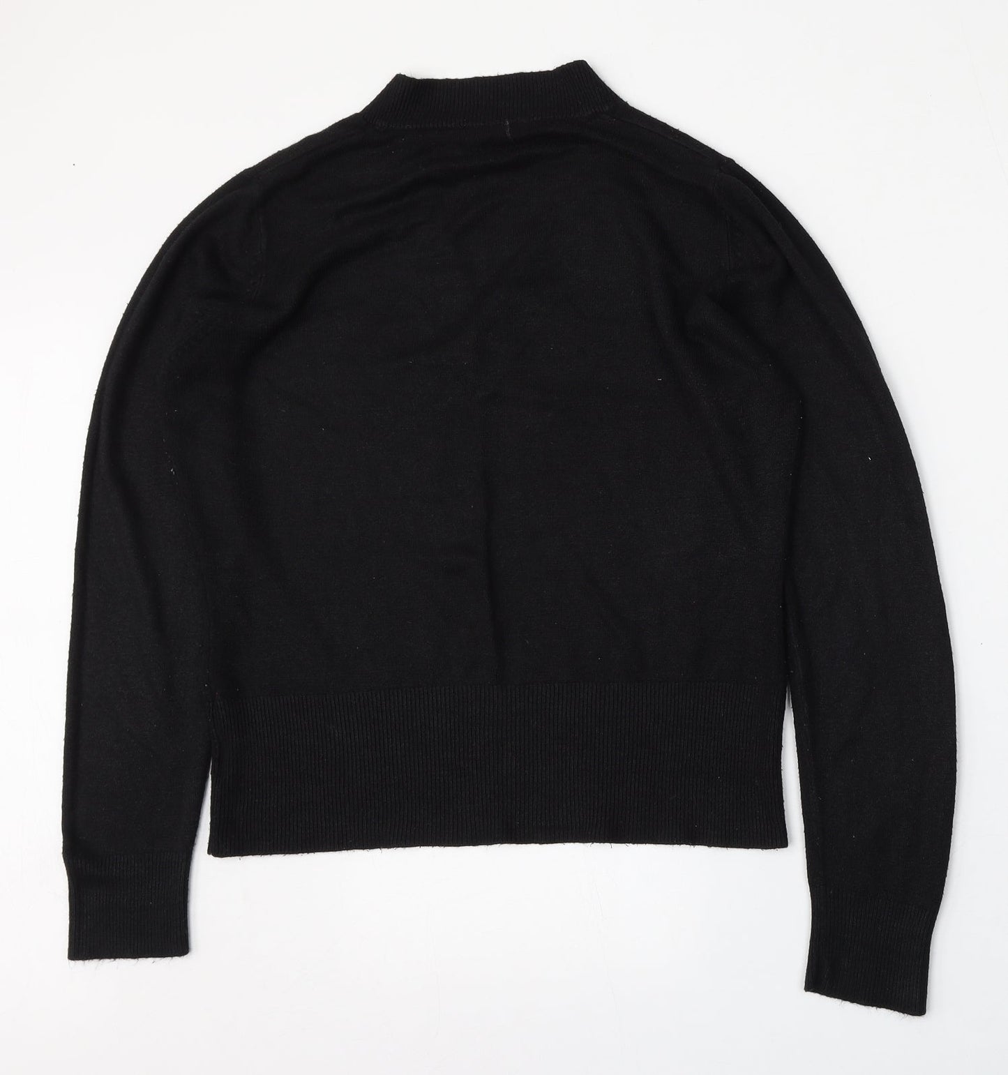 Evie Womens Black V-Neck  Acrylic Pullover Jumper Size 14