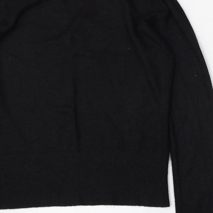 Evie Womens Black V-Neck  Acrylic Pullover Jumper Size 14