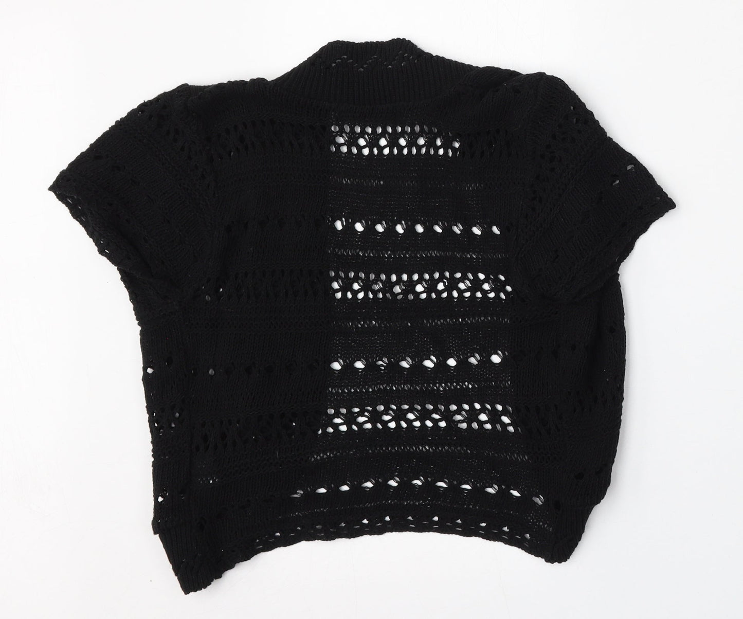 Pilot Womens Black V-Neck  Cotton Cardigan Jumper Size M