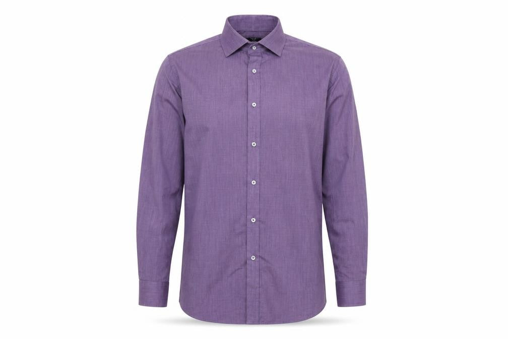 F&F Mens Purple  Polyester  Button-Up Size 15.5 Collared Button