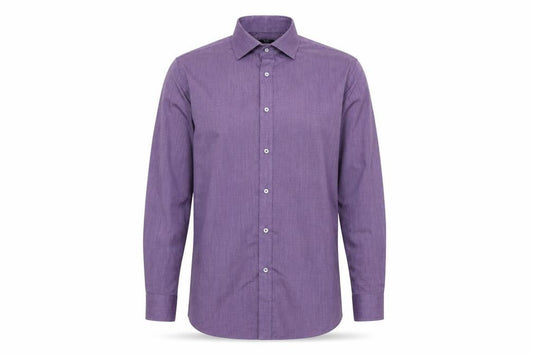 F&F Mens Purple  Polyester  Button-Up Size 15.5 Collared Button