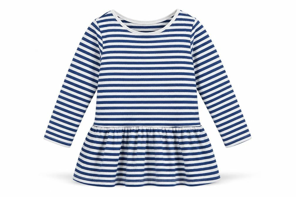 TU Girls Multicoloured Striped Cotton Fit & Flare  Size 18-24 Months  Round Neck