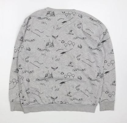 Marks & Spencer Girls Grey Geometric Cotton Pullover Sweatshirt Size 14-15 Years  Pullover