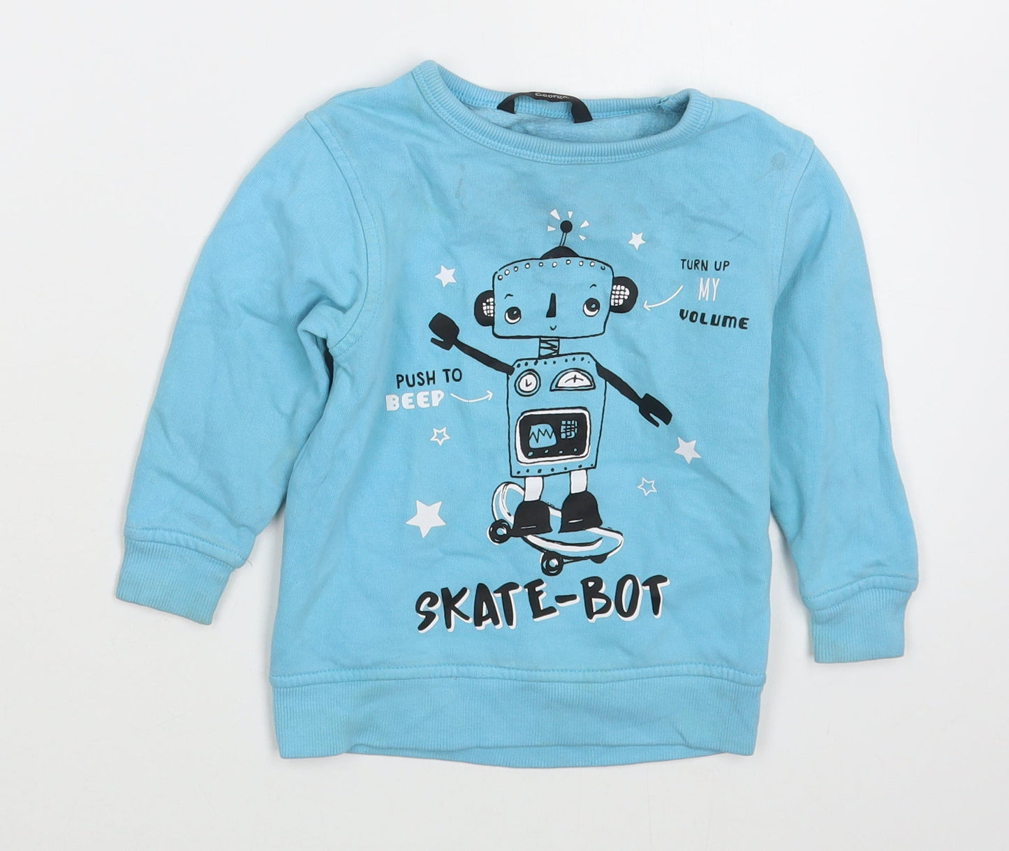Geoge Boys Blue  Cotton Pullover Jumper Size 12-18 Months  Pullover