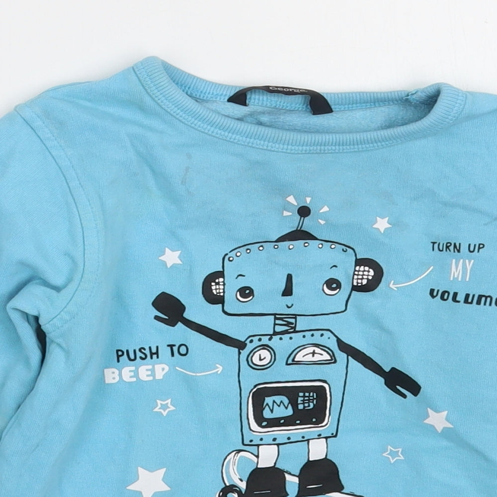 Geoge Boys Blue  Cotton Pullover Jumper Size 12-18 Months  Pullover