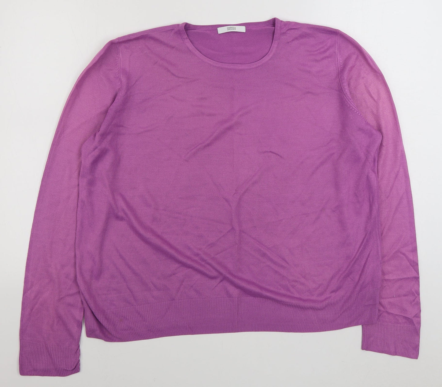 Marks and Spencer Womens Purple Round Neck  Acrylic Pullover Jumper Size 18