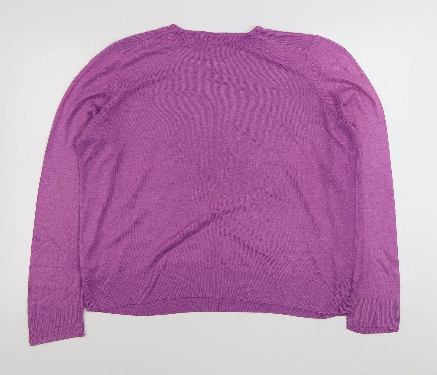 Marks and Spencer Womens Purple Round Neck  Acrylic Pullover Jumper Size 18