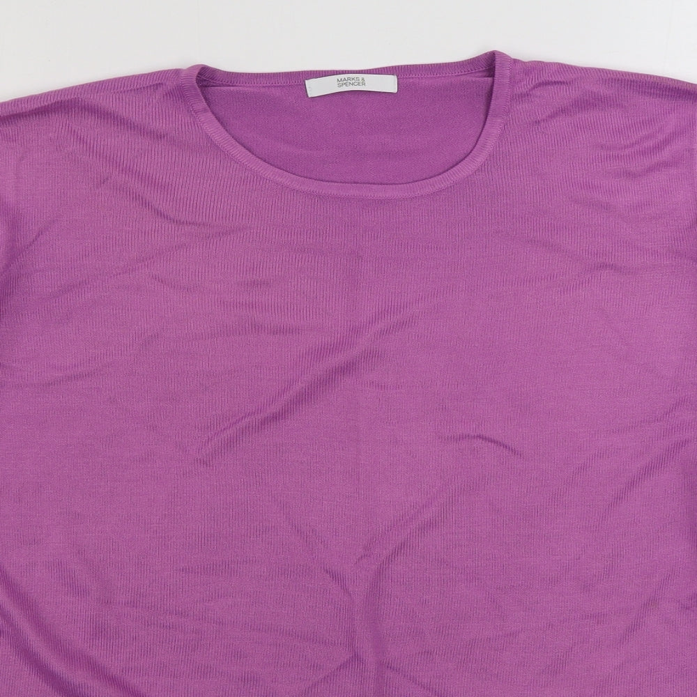 Marks and Spencer Womens Purple Round Neck  Acrylic Pullover Jumper Size 18