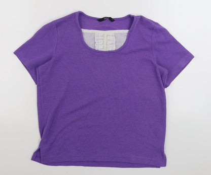 Bonmarché Womens Purple Scoop Neck Cotton Pullover Jumper Size S