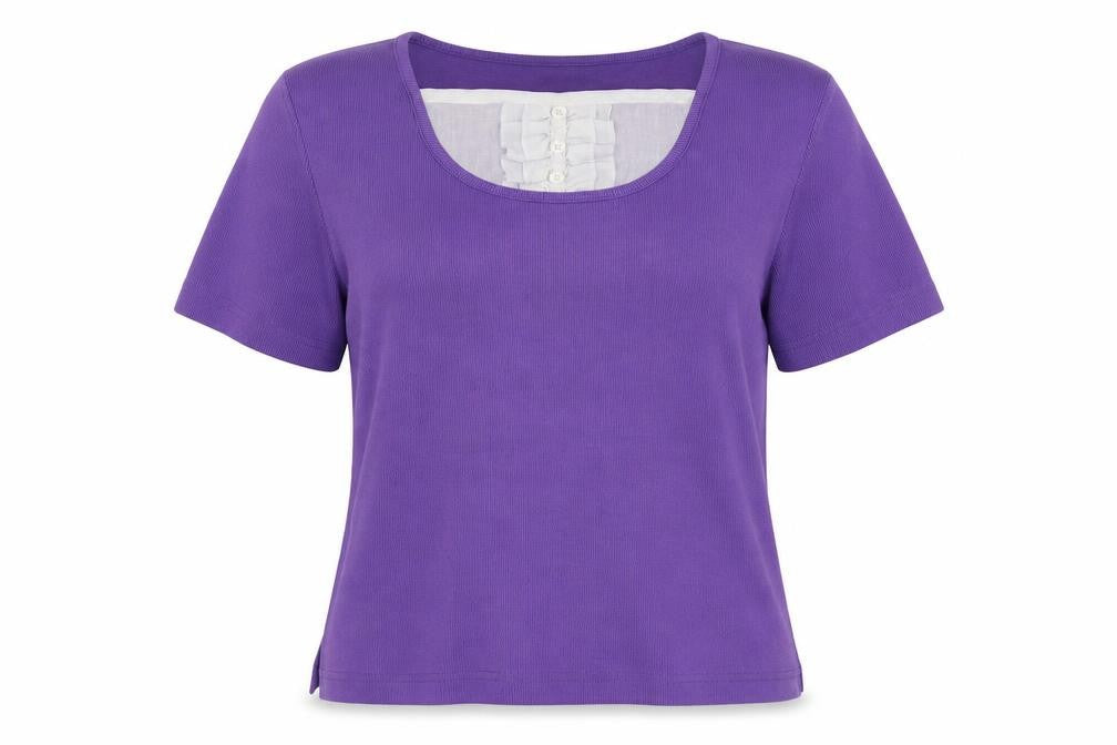 Bonmarché Womens Purple Scoop Neck Cotton Pullover Jumper Size S