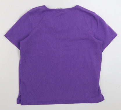 Bonmarché Womens Purple Scoop Neck Cotton Pullover Jumper Size S