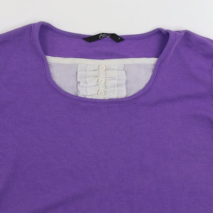 Bonmarché Womens Purple Scoop Neck Cotton Pullover Jumper Size S