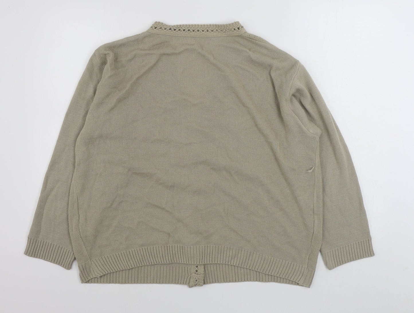 Exhibit Womens Beige V-Neck  Acrylic Cardigan Jumper Size M
