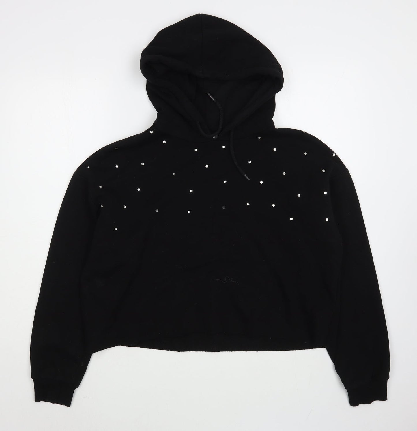 Primark Womens Black  Cotton Pullover Hoodie Size L  Pullover - Cropped