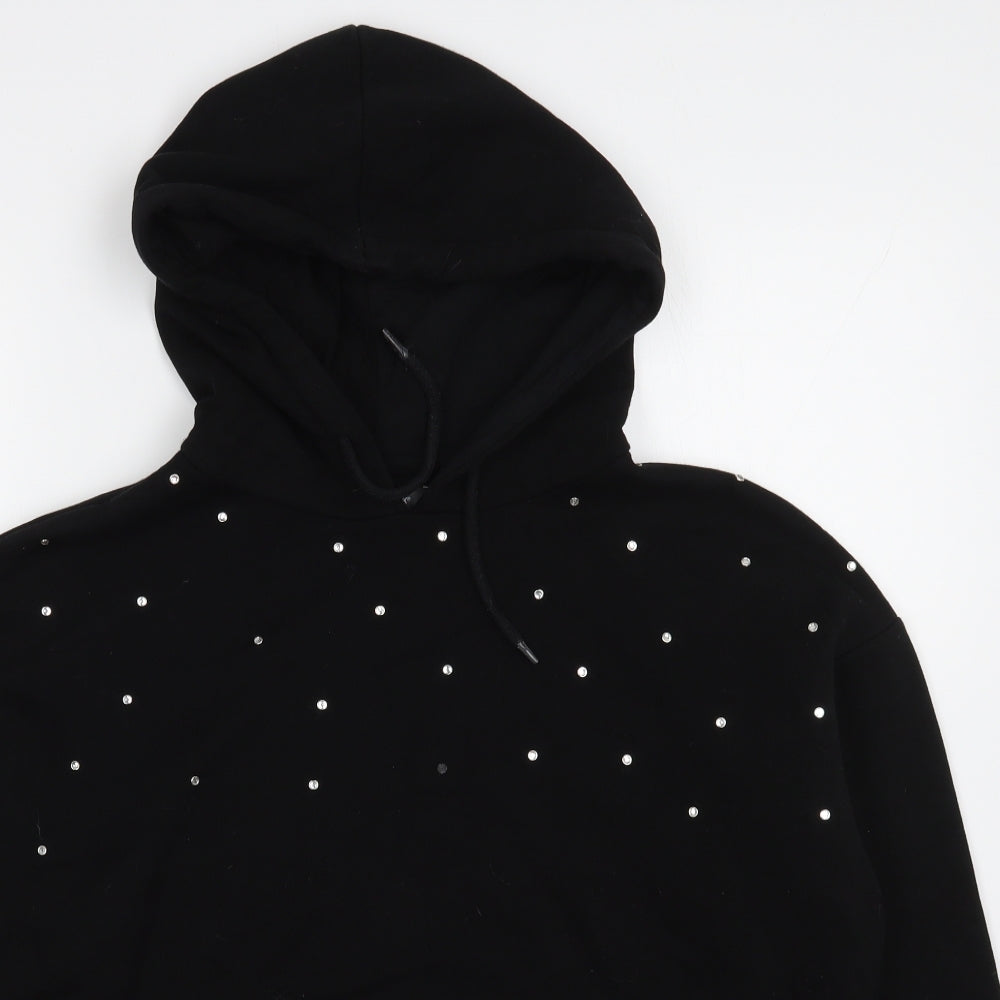 Primark Womens Black  Cotton Pullover Hoodie Size L  Pullover - Cropped