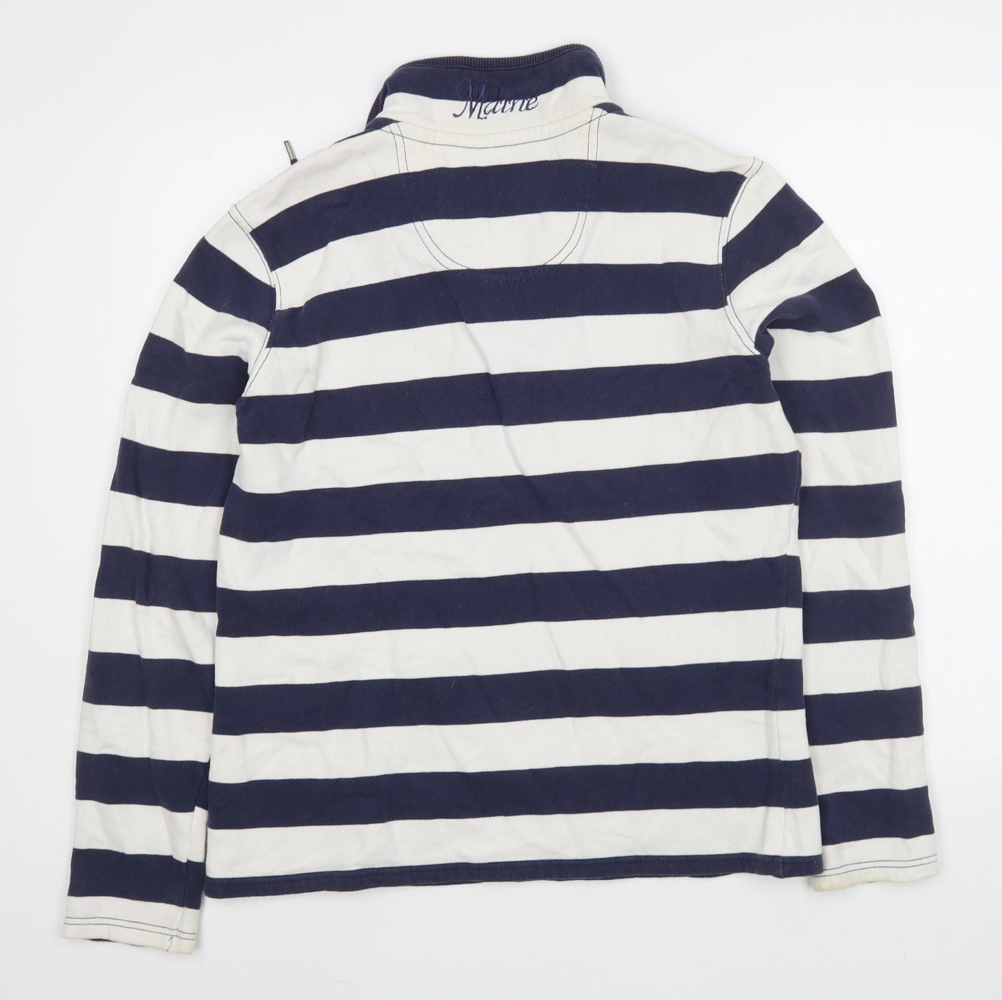 Maine Womens Blue Striped 100% Cotton Pullover Sweatshirt Size 12  Zip