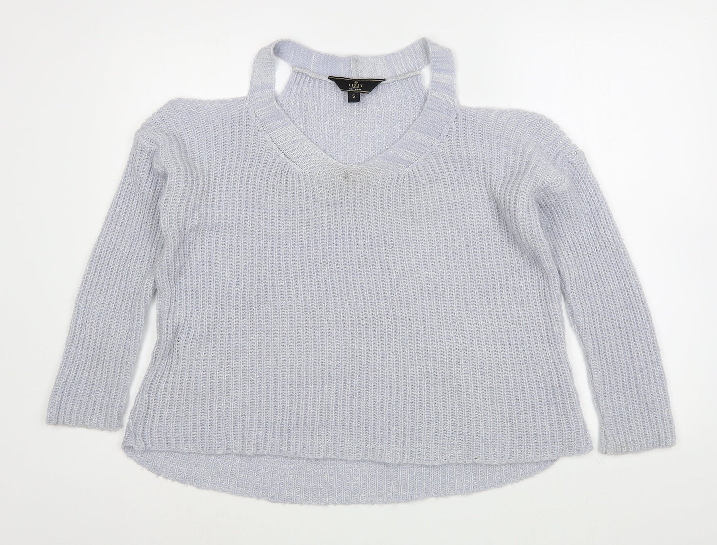 Lipsy Womens Blue Scoop Neck  Acrylic Pullover Jumper Size S