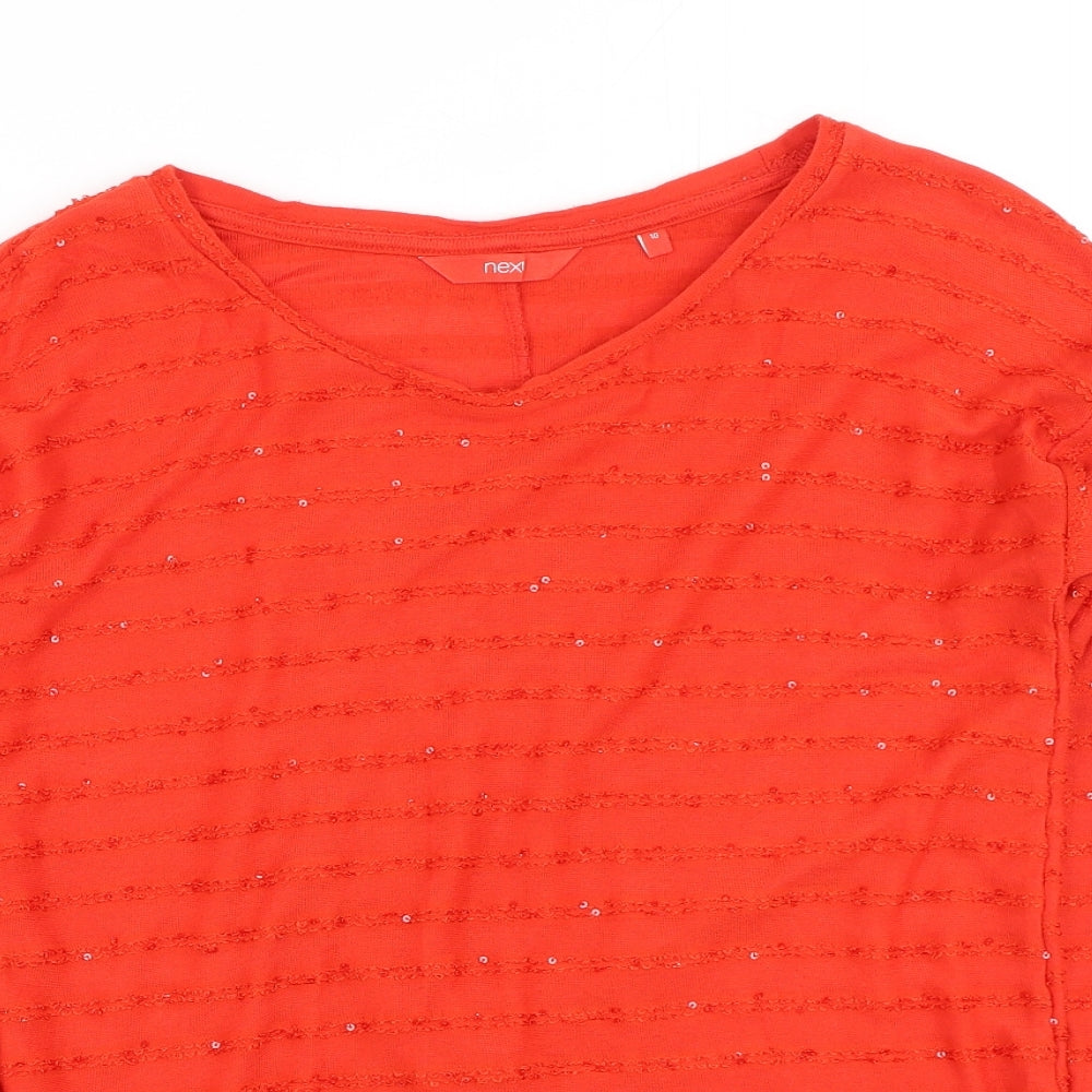 Next  Womens Red  Polyester Basic T-Shirt Size 12 Round Neck