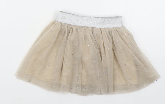 Preworn Girls Beige  Polyester Tutu Skirt Size 12 Months