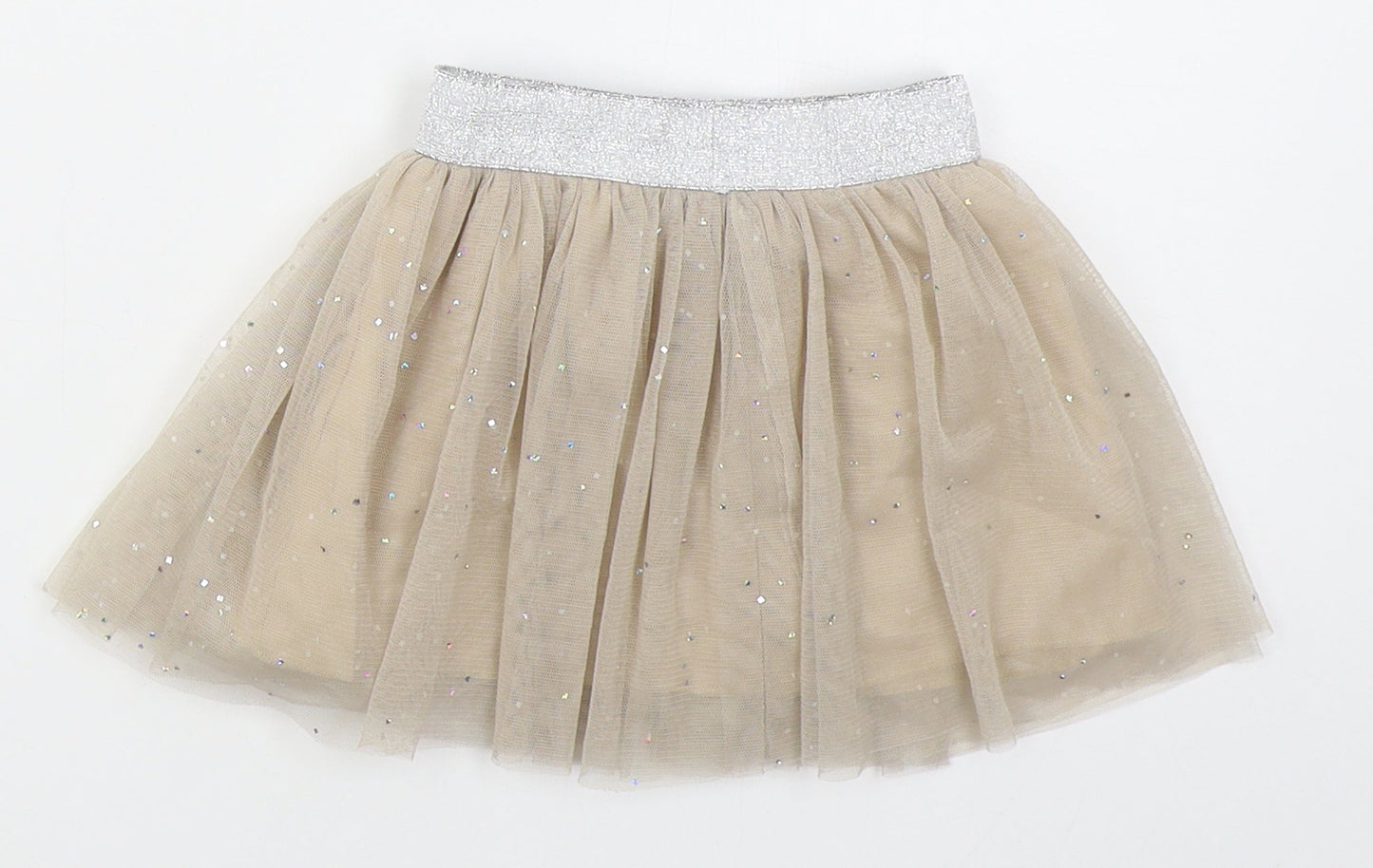 Preworn Girls Beige  Polyester Tutu Skirt Size 12 Months