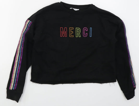 Primark Girls Black  Cotton Pullover Sweatshirt Size 12-13 Years  Pullover - Merci