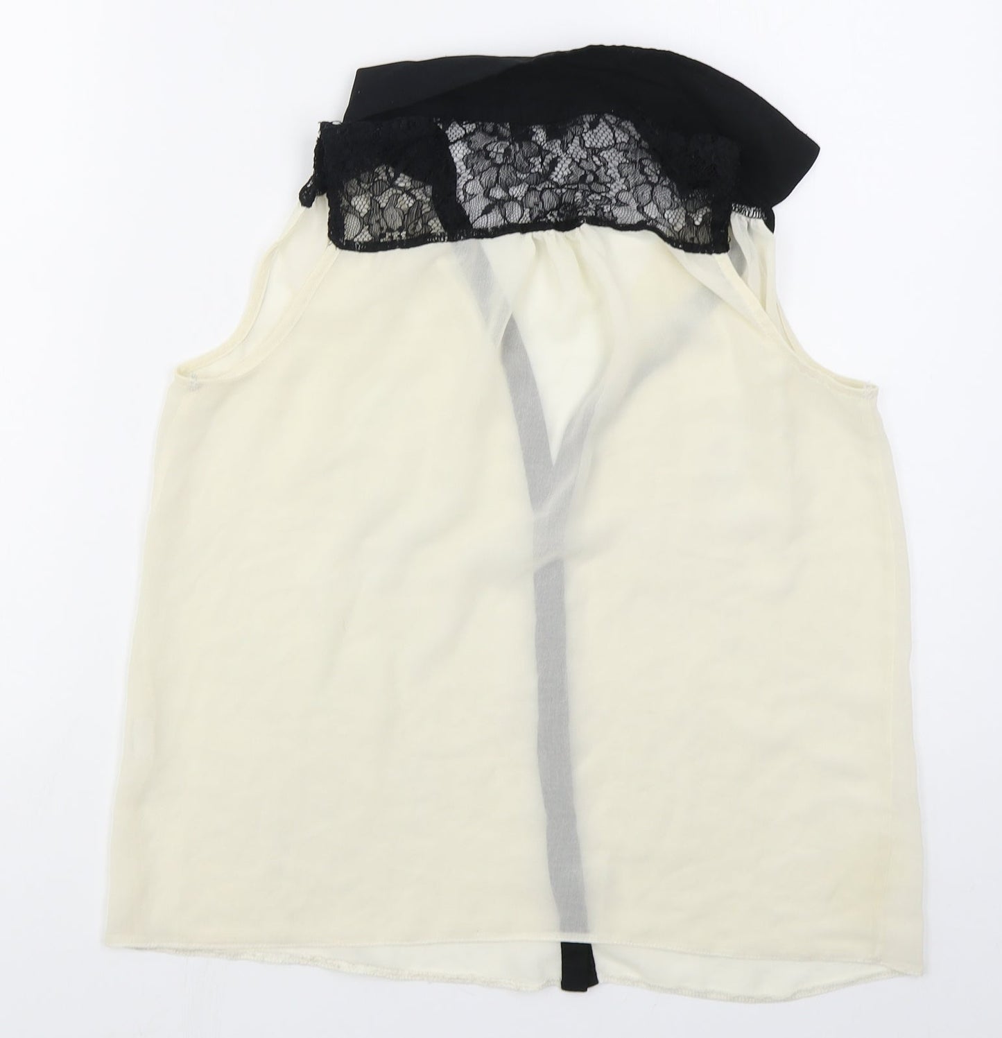 New Look Womens Beige  Polyester Basic Button-Up Size 10 Collared
