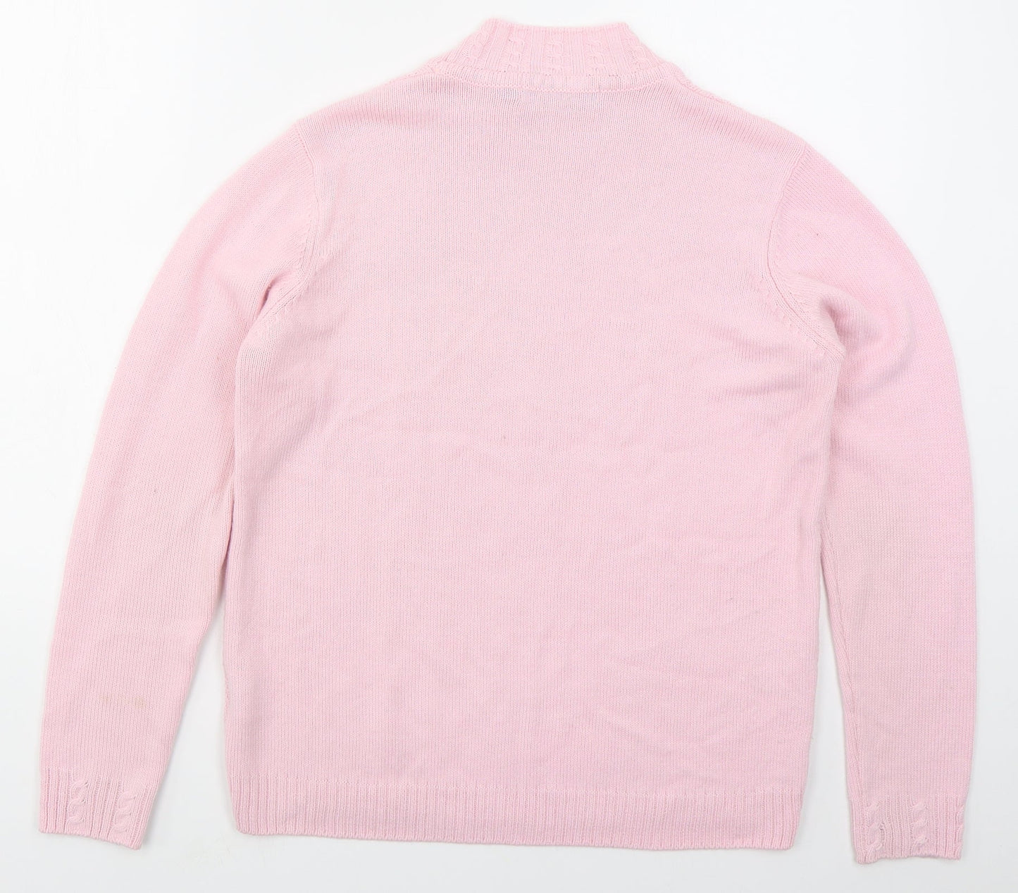 Isle Womens Pink Mock Neck  Acrylic Pullover Jumper Size 14