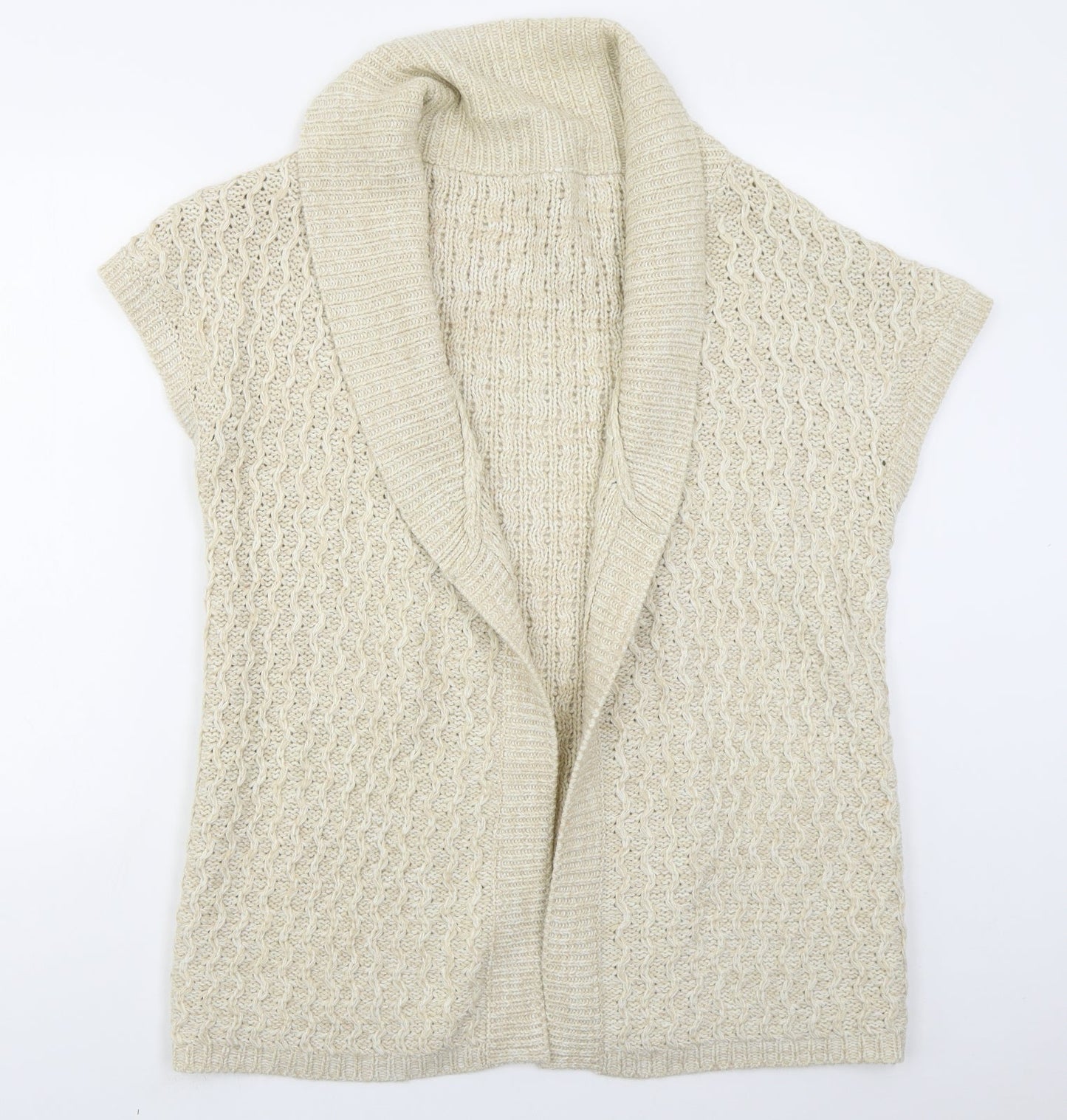 Evie Womens Beige Collared  Acrylic Cardigan Jumper Size 14
