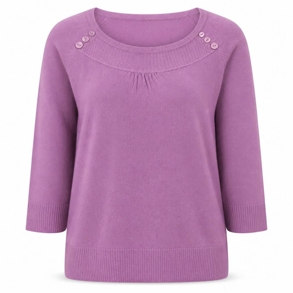 M&Co Womens Purple Round Neck  Acrylic Pullover Jumper Size M