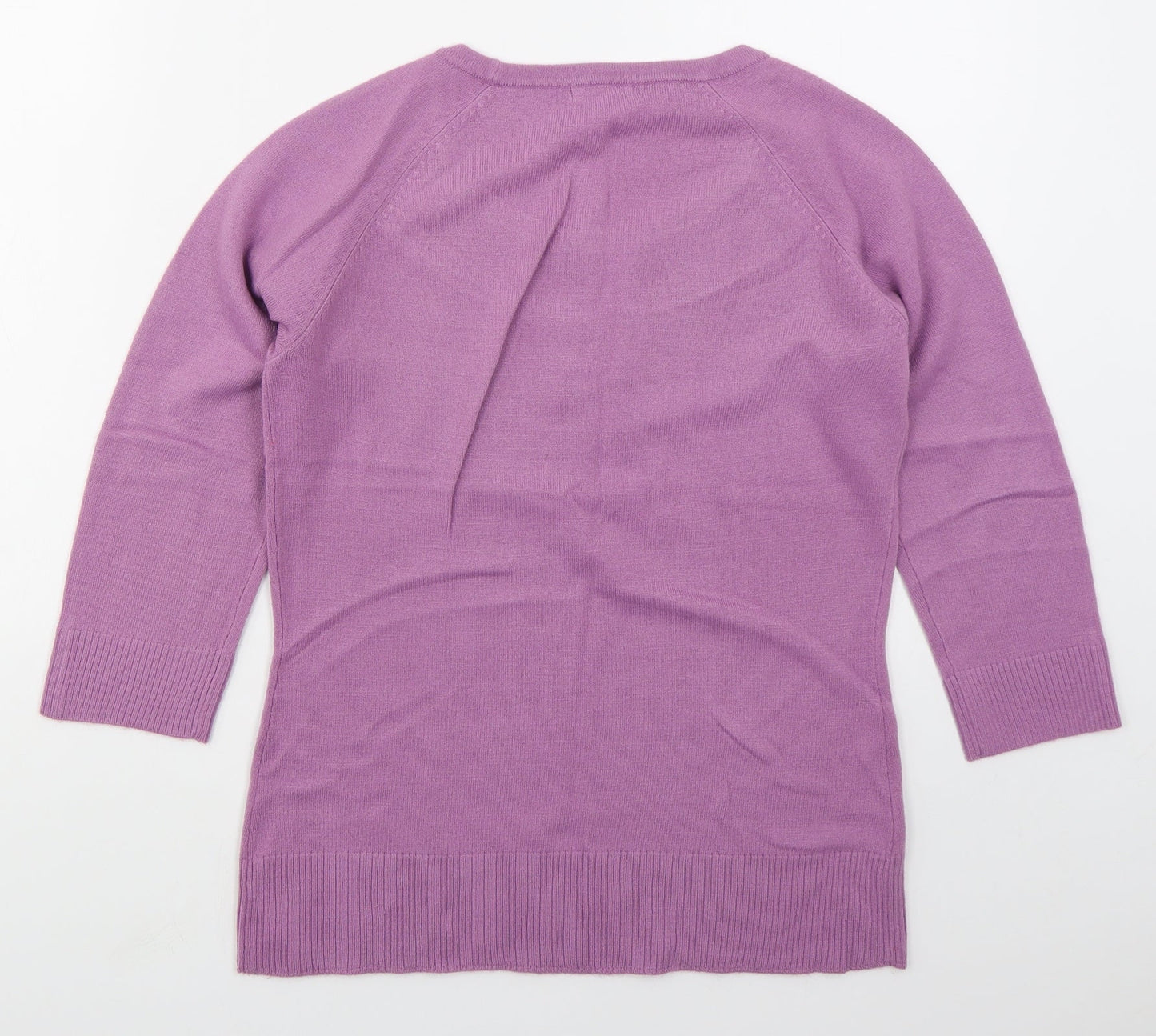 M&Co Womens Purple Round Neck  Acrylic Pullover Jumper Size M