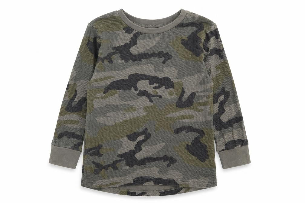 Next Boys Green Camouflage Cotton Basic Casual Size 4 Years Crew Neck Pullover