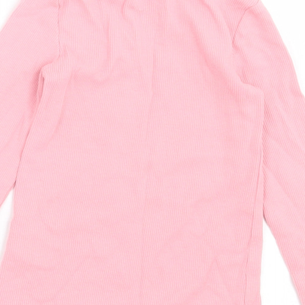 F&F Girls Pink  Cotton Basic Casual Size 12-18 Months Crew Neck Pullover - Lettuce Edging