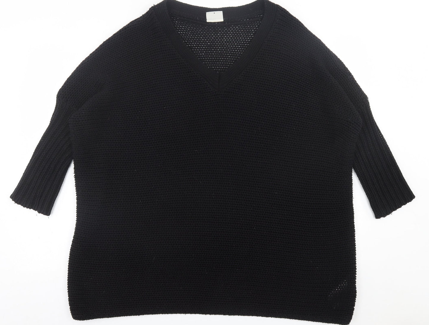 Noisy may Womens Black V-Neck  Acrylic Pullover Jumper Size M