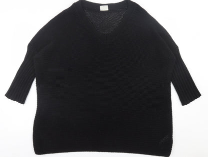 Preloved Noisy may Womens Black V-Neck  Acrylic Pullover Jumper Size M - Front