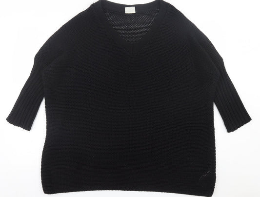 Noisy may Womens Black V-Neck  Acrylic Pullover Jumper Size M