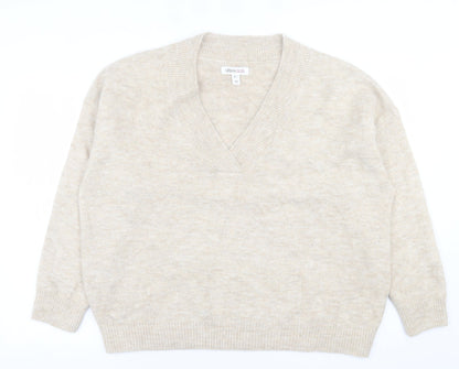 Preloved Urban bliss Womens Beige V-Neck  Polyester Pullover Jumper Size L - Front