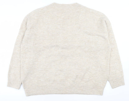 Preloved Urban bliss Womens Beige V-Neck  Polyester Pullover Jumper Size L - Back