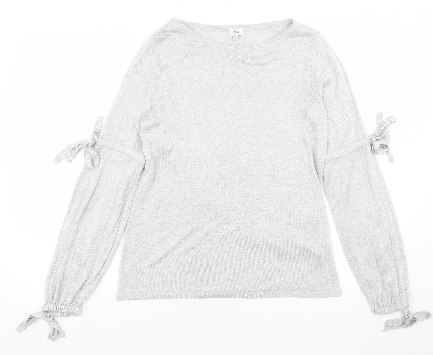 River Island Womens Grey Crew Neck  Viscose Pullover Jumper Size 8