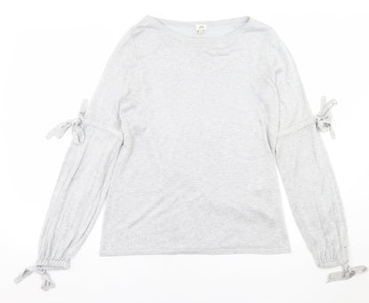 River Island Womens Grey Crew Neck  Viscose Pullover Jumper Size 8