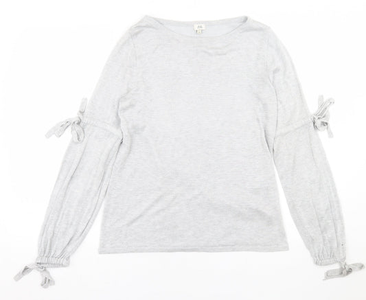 River Island Womens Grey Crew Neck  Viscose Pullover Jumper Size 8