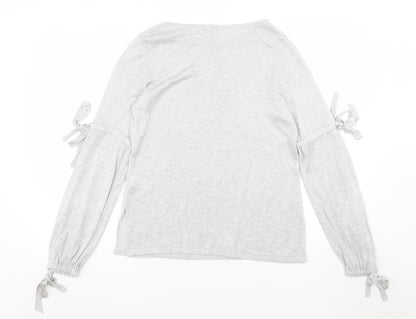 River Island Womens Grey Crew Neck  Viscose Pullover Jumper Size 8