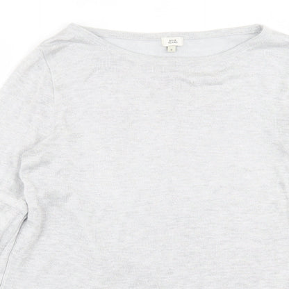 River Island Womens Grey Crew Neck  Viscose Pullover Jumper Size 8