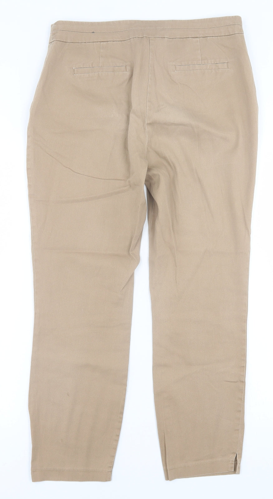 Atmosphere Womens Beige  Cotton Trousers  Size 12 L26 in Regular Hook & Eye