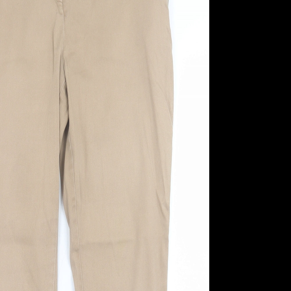 Atmosphere Womens Beige  Cotton Trousers  Size 12 L26 in Regular Hook & Eye