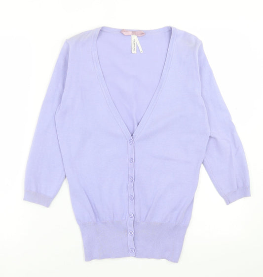 NEXT Womens Purple V-Neck  Cotton Cardigan Jumper Size 10
