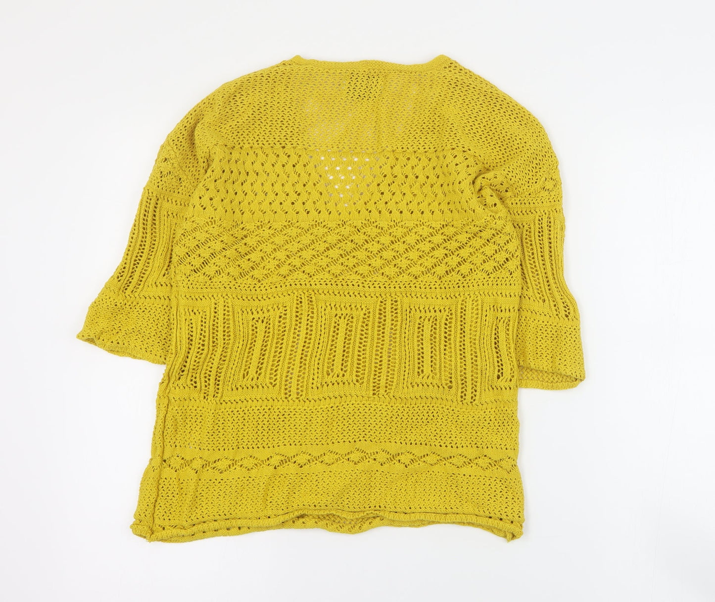 Papaya Womens Yellow V-Neck  Cotton Pullover Jumper Size S
