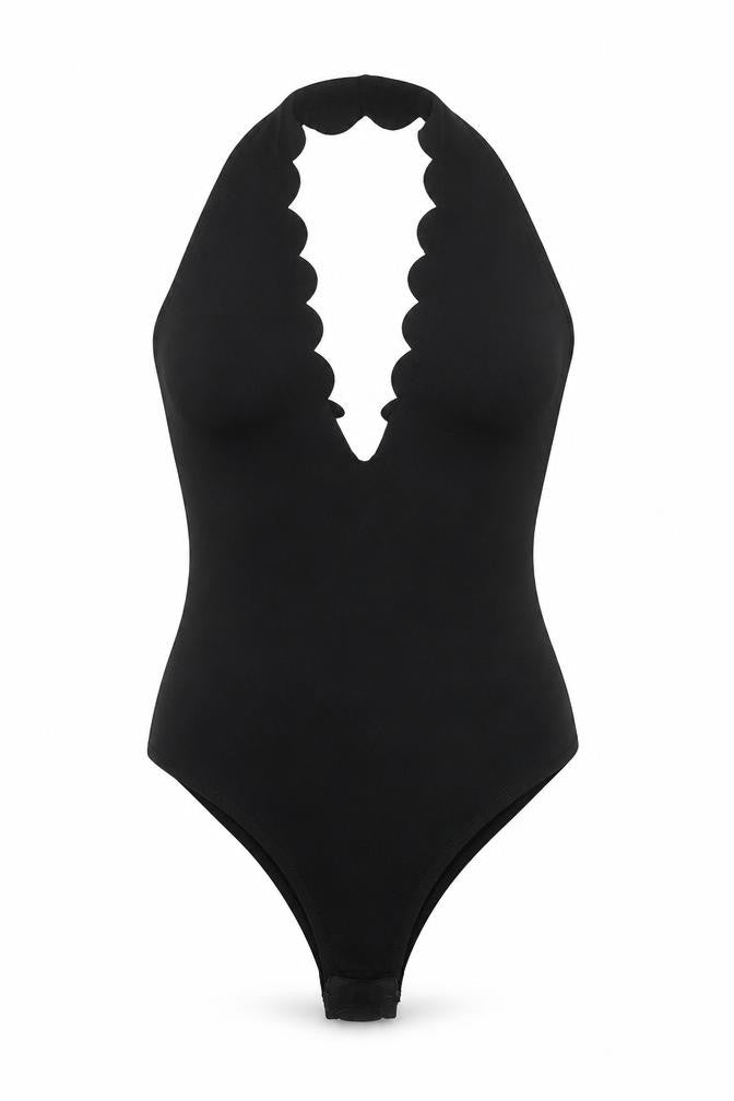 PRETTYLITTLETHING Womens Black  Polyester Bodysuit One-Piece Size 8 L10 in Snap