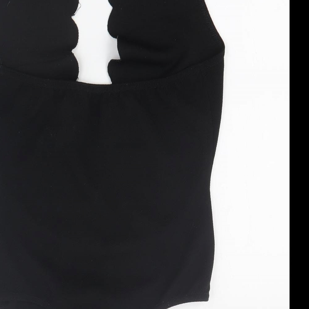 PRETTYLITTLETHING Womens Black  Polyester Bodysuit One-Piece Size 8 L10 in Snap