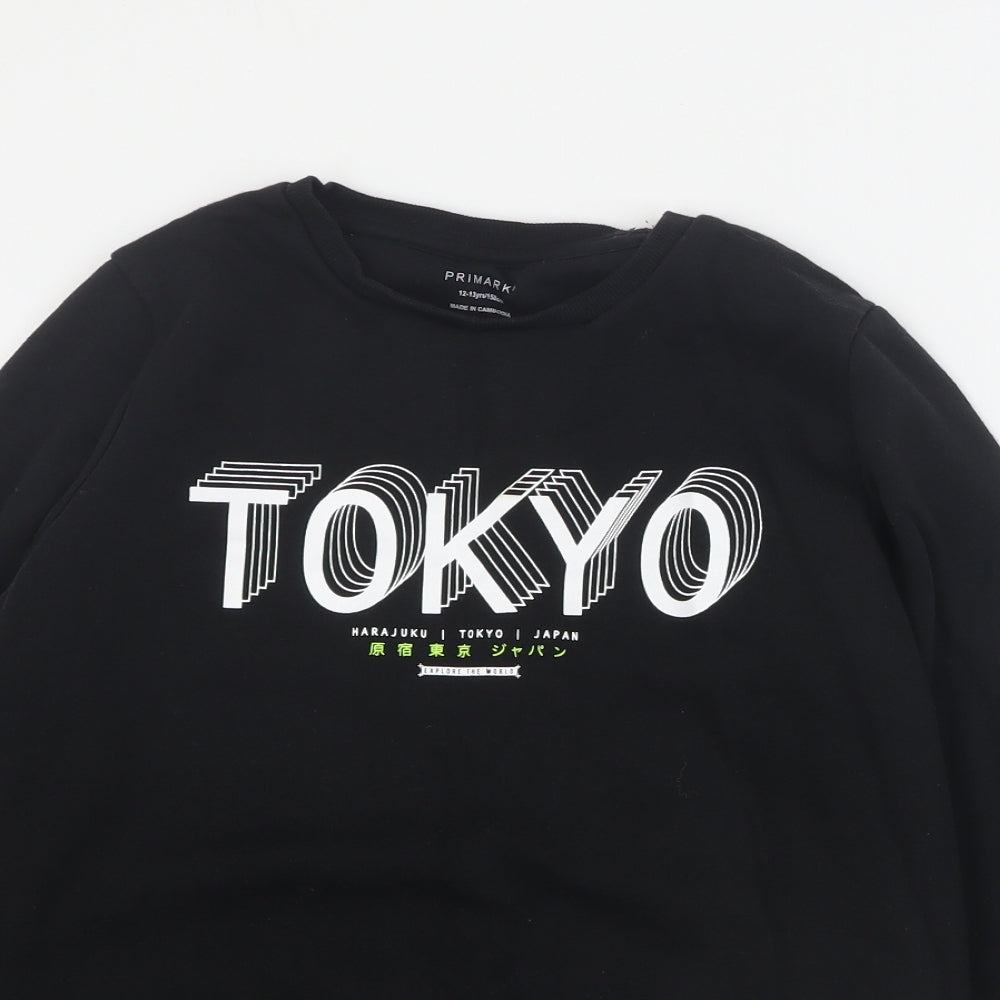 Primark Boys Black  Cotton Pullover Sweatshirt Size 12-13 Years  Pullover