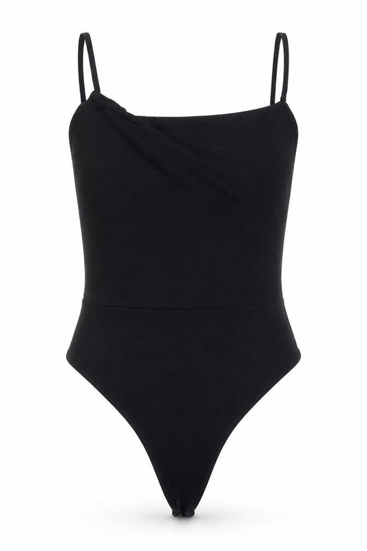 PRETTYLITTLETHING Womens Black  Viscose Bodysuit One-Piece Size 10  Snap
